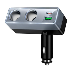 Автомобільний зарядний пристрій USB+Type-C HOCO Z65B Smart з прикурювачами 240 W чорний з сірим