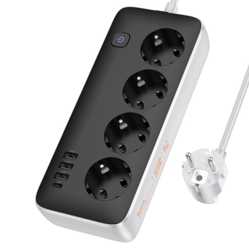 Мережевий фільтр-подовжувач 4 розетки HOCO AC21 Sunlight 3хUSB/Type C 10 А 3 м чорний