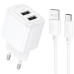 Зарядний пристрій з кабелем 2хUSB/Type-C 1 м HOCO CS51A Surplus 12 W 5 V 2.4 A білий Зарядний пристрій з кабелем 2хUSB/Type-C 1 м HOCO CS51A Surplus 12 W 5 V 2.4 A білий