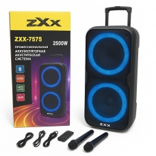 Колонка портативна з 2 мікрофонами ZXX 7575 Bluetooth LED чорний