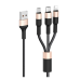 Кабель 3в1 USB/Apple Lightning+Type-C+microUSB 1 м Hoco X26 Xpress чорний з золотистим Кабель 3в1 USB/Apple Lightning+Type-C+microUSB 1 м Hoco X26 Xpress чорний з золотистим
