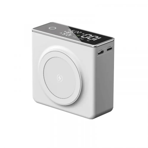 Універсальна мобільна батарея 20000 mAh Q7 MagSafe 22.5 W повербанк з дисплеєм білий