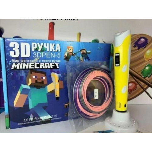 3D ручка 3DPEN-5 Майнкрафт LCD-дисплей пластик трафарети Жовтий