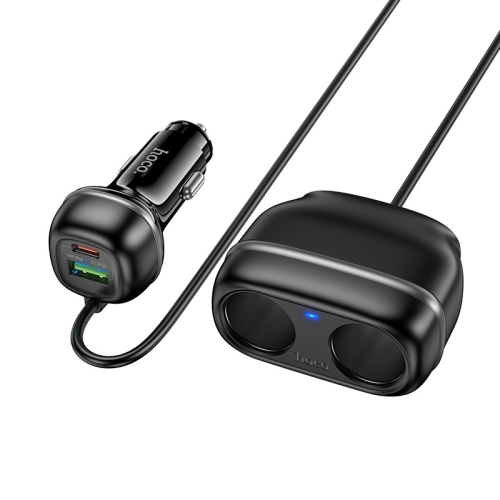 Автомобільний зарядний пристрій USB+Type-C HOCO Z59 Rank з прикурювачами 240 W чорний