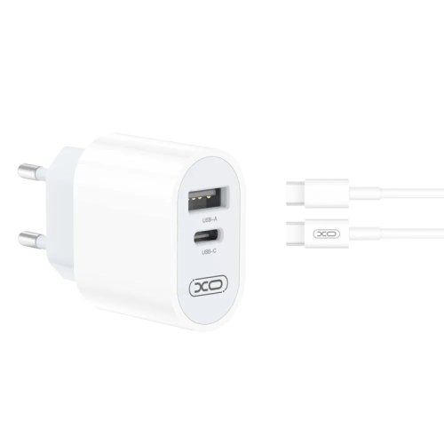 МЗП XO L97 A+C dual port Home charger with Type-c cable Білий new