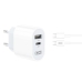 Зарядний пристрій з кабелем USB+Type-C/Type-C 1 м XO L97 12 W 2.4 А білий Зарядний пристрій з кабелем USB+Type-C/Type-C 1 м XO L97 12 W 2.4 А білий
