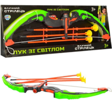 Дитячий лук Limo Toy M0034 зі світловими ефектами стріли-присоски 62 см зелений з помаранчевим