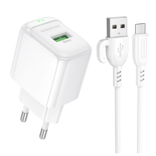 Зарядний пристрій з кабелем USB/microUSB 1 м BOROFONE BAS42A Potential 18 W 9 V 2 А білий