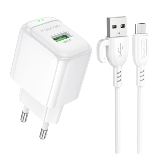 Зарядний пристрій з кабелем USB/microUSB 1 м BOROFONE BAS42A Potential 18 W 9 V 2 А білий