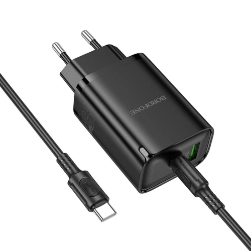 Зарядний пристрій з кабелем Type-C+USB/Type-C 1 м BOROFONE BA87A Flare 65 W чорний