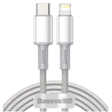 Кабель Type-C/Apple Lightning 2 м Baseus High Density Braided 20 Вт білий
