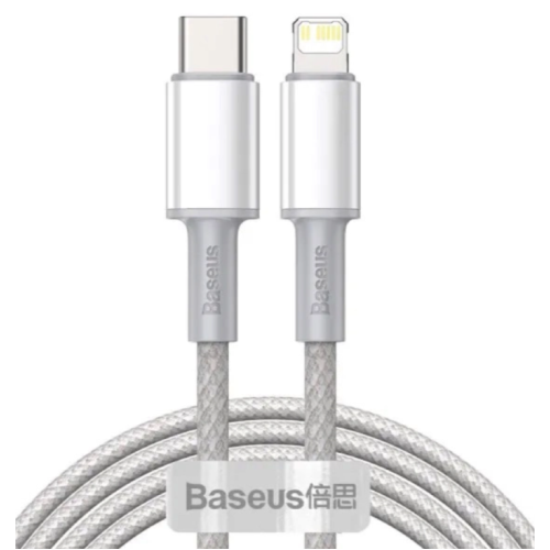 Кабель Type-C/Apple Lightning 2 м Baseus High Density Braided 20 Вт білий