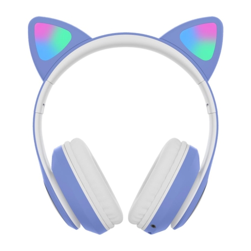 Навушники дитячі бездротові накладні CAT STN-28 LED MP3 Bluetooth з вушками синій