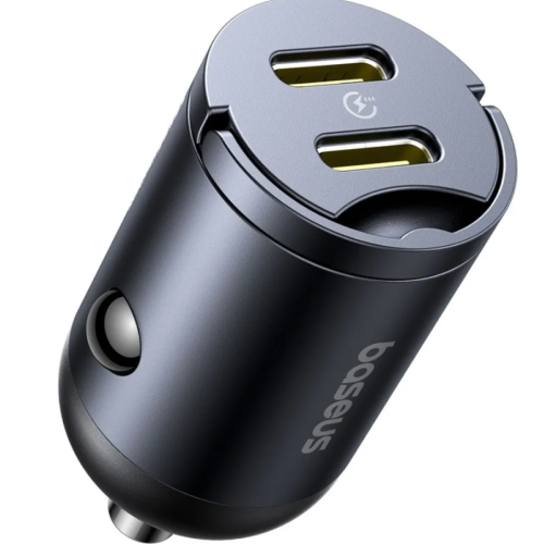 Автомобільний зарядний пристрій 2хType-C Baseus Tiny Star 30 W чорний