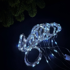 Світлодіодна гірлянда-завіса мідний дріт 160 LED Copper USB з пультом крапля 2 х 2 м білий
