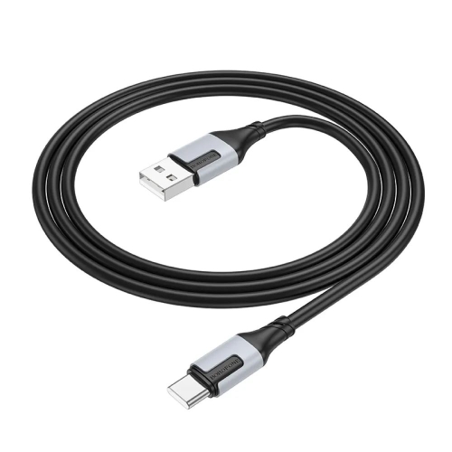 Кабель USB/Type-C 1 м BOROFONE BX101 Creator 3 А чорний з сірим