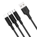 Кабель 3в1 USB/Apple Lightning+Type-C+microUSB 1 м HOCO X25 2 A чорний