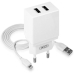 Зарядний пристрій з кабелем 2хUSB/Type-C 1 м XO L75 12 W 2.4 A білий Зарядний пристрій з кабелем 2хUSB/Type-C 1 м XO L75 12 W 2.4 A білий