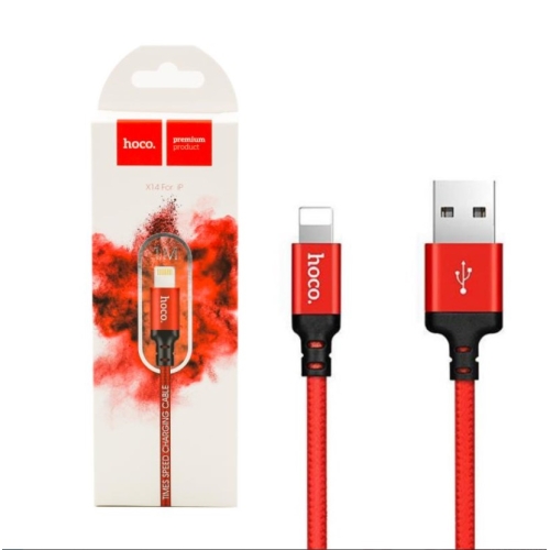 / Кабель HOCO X14 iPhone5 Times speed 1м 2,0А чорно-червоний