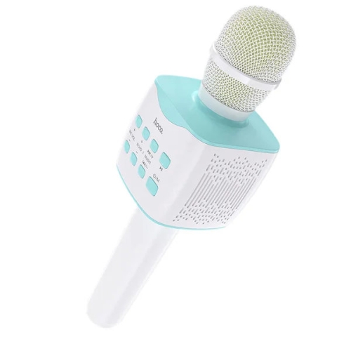 Мікрофон динамічний бездротовий HOCO BK5 Cantando для караоке Bluetooth білий з блакитним