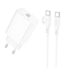 Зарядний пристрій з кабелем Type-C/Type-C 1 м BOROFONE BA21A Pro Long 20 W 12 V 1.67 А білий