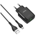 Зарядний пристрій з кабелем USB/microUSB 1 м HOCO C72Q 18 W 3 А чорний Зарядний пристрій з кабелем USB/microUSB 1 м HOCO C72Q 18 W 3 А чорний