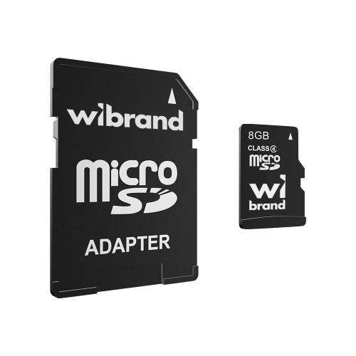Карта пам'яті 8 GB Wibrand МicroSDHC Сlass 4 з адаптером чорний
