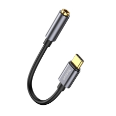 Перехідник Type-C M/3.5 мм AUX F 10 см Baseus L54 чорний зі сріблястим