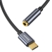 Перехідник Type-C M/3.5 мм AUX F 10 см Baseus L54 чорний зі сріблястим