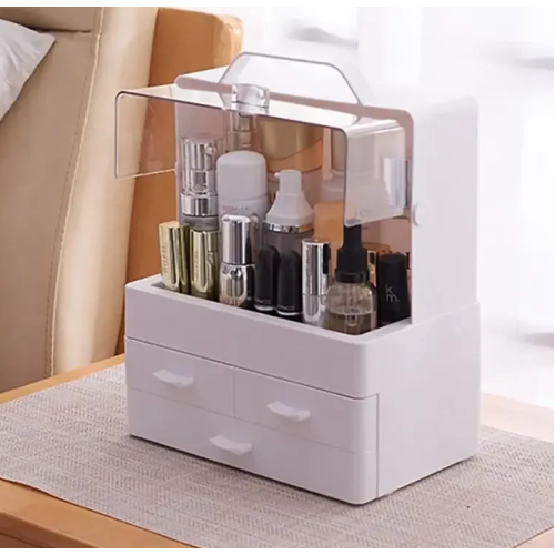 Пластиковий настільний органайзер для косметики з висувними ящиками Cosmetic Storage Box 22х13.5х25.5 см new
