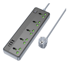 Мережевий фільтр-подовжувач 5 розеток BOROFONE BAC4A Lord 3хUSB/Type C 10 А 1.5 м чорний з сірим
