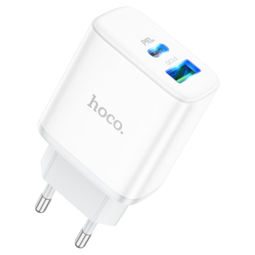 Зарядний блок живлення Type-C+USB HOCO C105A Stage 20 W 12 V 1.67 A білий
