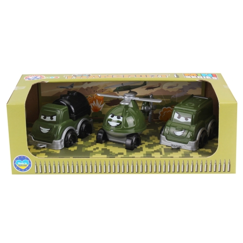 Іграшковий набір машинок 3в1 Військовий транспорт Technok Toys 9192 пластик 10 см хакі