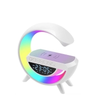 Колонка портативна з годинником Smart BT-3401 бездротова зарядка Bluetooth LED білий