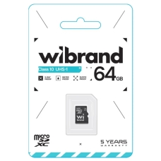 Карта пам'яті 64GB Wibrand МicroSDXC UHS-I Сlass 10 чорний