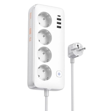 Мережевий фільтр-подовжувач 4 розетки HOCO AC21 Sunlight 3хUSB/Type C 10 А 3 м білий