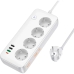 Мережевий фільтр-подовжувач 4 розетки HOCO AC21 Sunlight 3хUSB/Type C 10 А 3 м білий Мережевий фільтр-подовжувач 4 розетки HOCO AC21 Sunlight 3хUSB/Type C 10 А 3 м білий