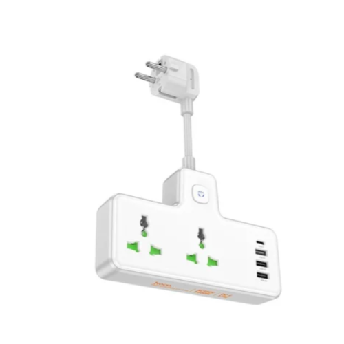 Мережевий фільтр-подовжувач 2 розетки HOCO AC11A Voyage 3хUSB/Type C 10 А 0.085 м білий