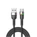 Кабель USB/Type-C 2 м ESSAGER XCDA01 Colorful LED Fast Charging 3 А чорний Кабель USB/Type-C 2 м ESSAGER XCDA01 Colorful LED Fast Charging 3 А чорний