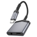 Перехідник 2в1 USB Type-C M/USB Type-C+AUX F 15 см HOCO LS39 сріблястий Перехідник 2в1 USB Type-C M/USB Type-C+AUX F 15 см HOCO LS39 сріблястий