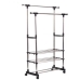 Вішак-стійка для одягу з полицями для взуття Triple Stand Hanger 160 х 80 метал сріблястий Вішак-стійка для одягу з полицями для взуття Triple Stand Hanger 160 х 80 метал сріблястий