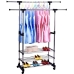 Вішак-стійка для одягу з полицями для взуття Triple Stand Hanger 160 х 80 метал сріблястий Вішак-стійка для одягу з полицями для взуття Triple Stand Hanger 160 х 80 метал сріблястий