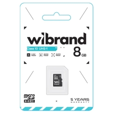 Карта пам'яті 8 GB Wibrand МicroSDНC UHS-I Сlass 10 чорний