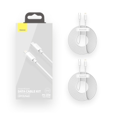 Кабель комплект 2 шт Type-C/Apple Lightning 1.5 м Baseus Simple Wisdom 20 Вт білий
