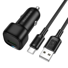 Автомобільний зарядний пристрій з кабелем USB/Type-C BOROFONE BZ34 Cloud 18 W чорний