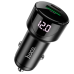 Автомобільний зарядний пристрій Type-C+USB HOCO Z42 Light з дисплеєм 20 W чорний