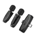 Мікрофон конденсаторний петличний 2 шт HOCO L15 Dual Apple Lightning+Type-C для смартфона Bluetooth чорний