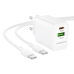 Зарядний пристрій з кабелем Type-C+USB/Type-C 1 м BOROFONE BN29 Fuente 30 W 12 V 2.5 А білий