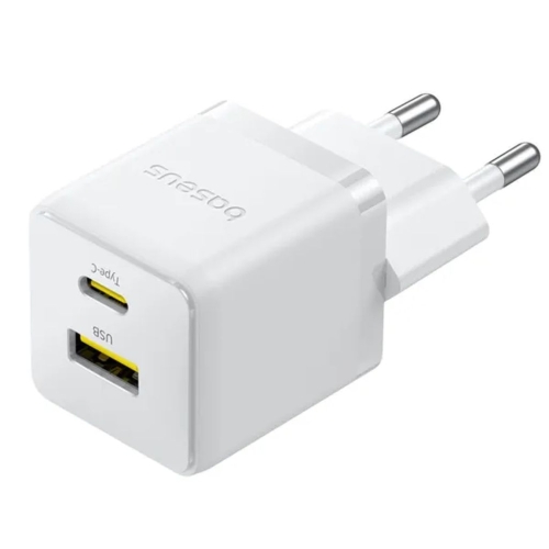 Зарядний блок живлення Type-C+USB Baseus Palm 30 W 20 V 3 А білий