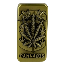 Запальничка бензинова Cannabis 2-111 кремнієвий підпал метал золотистий